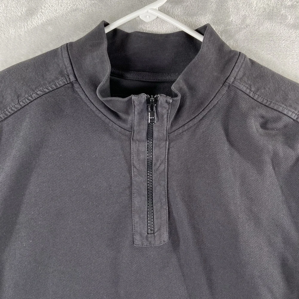 UNTUCKit Sweater Mens Large 1/4 Zip Pullover Elbow Patches Black Cotton Casual
